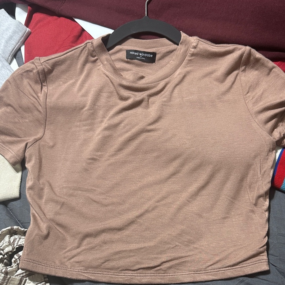 Naked Wardrobe Beige Crop Top